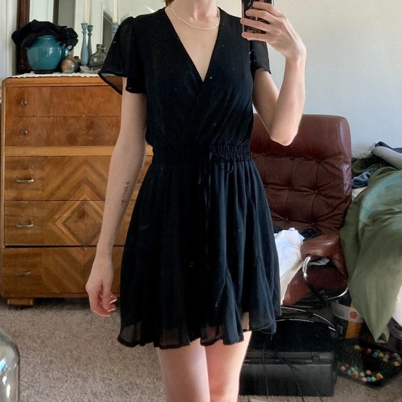 Mi Ami by Francesca's Black Flowy Sheer Dress - Picture 1 of 9
